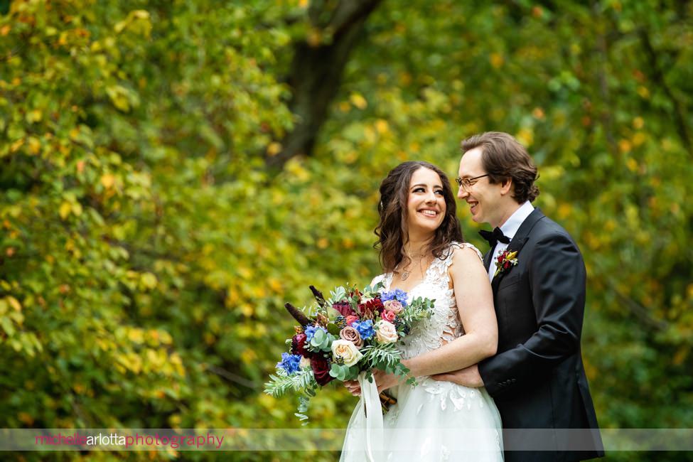 New Jersey backyard wedding bride and groom portraits