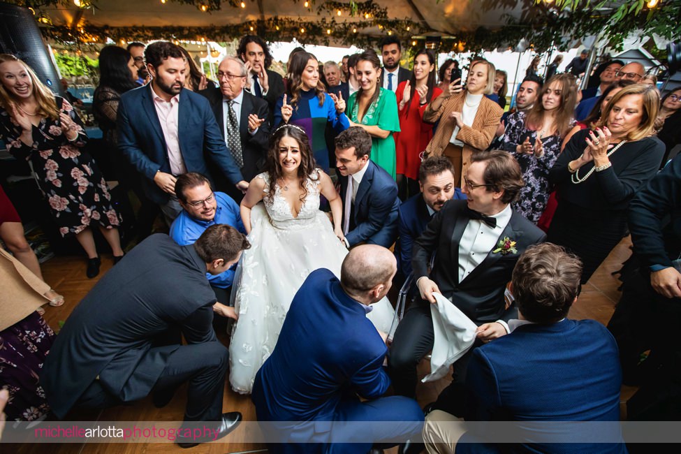 New Jersey backyard wedding tented reception horah