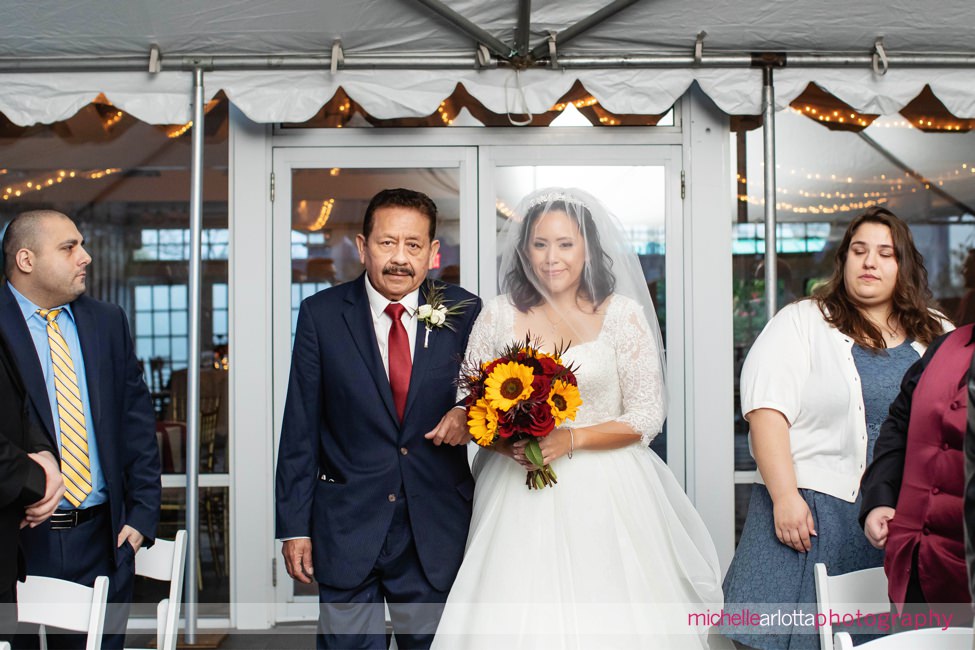 Liberty House Intimate NJ Wedding ceremony bride walking down aisle