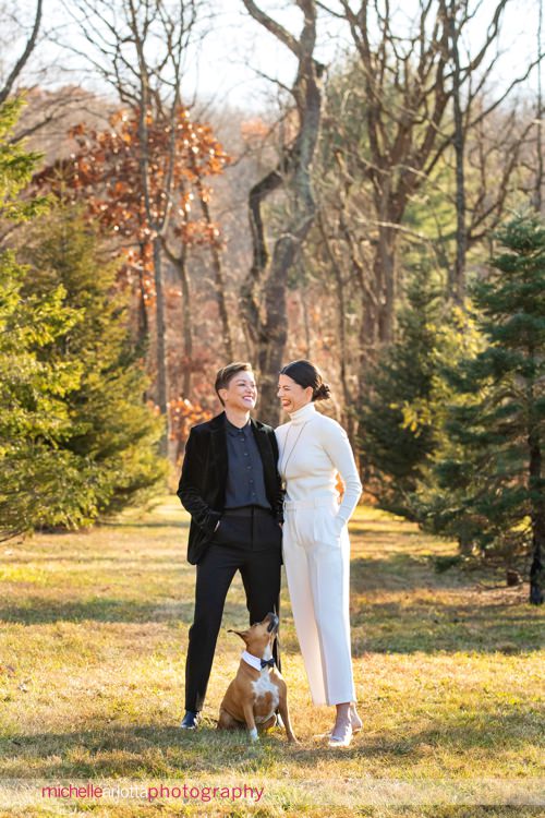 intimate same sex Hunterdon County NJ wedding with dog