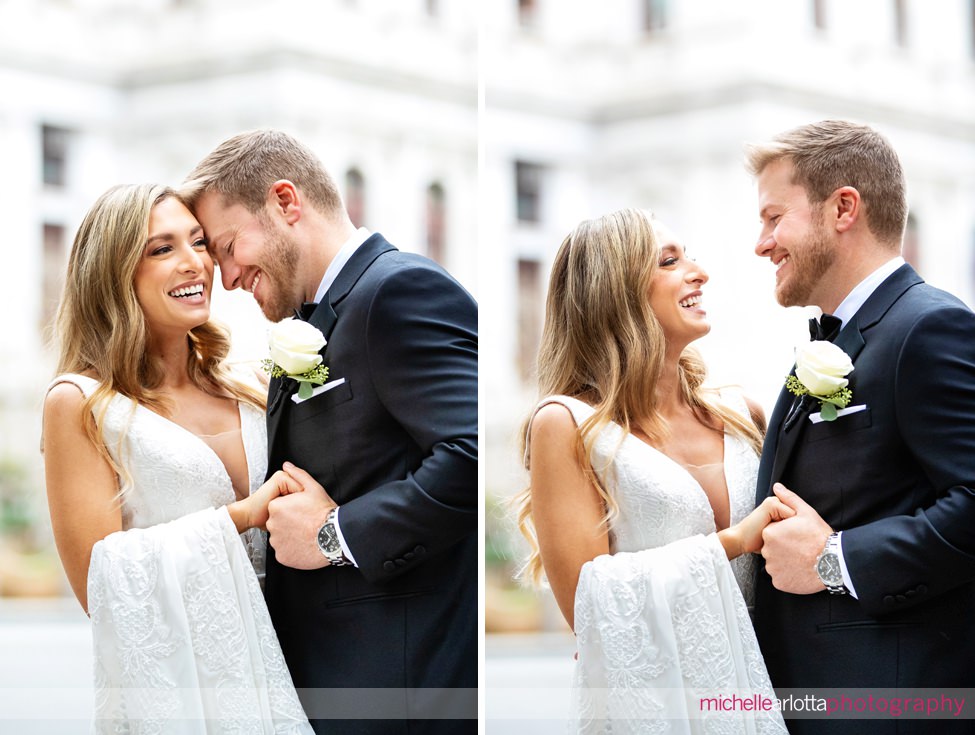 Hotel wedding Pennsylvania bride and groom portrait