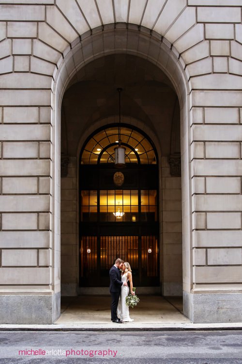 Hotel wedding Pennsylvania bride and groom portrait