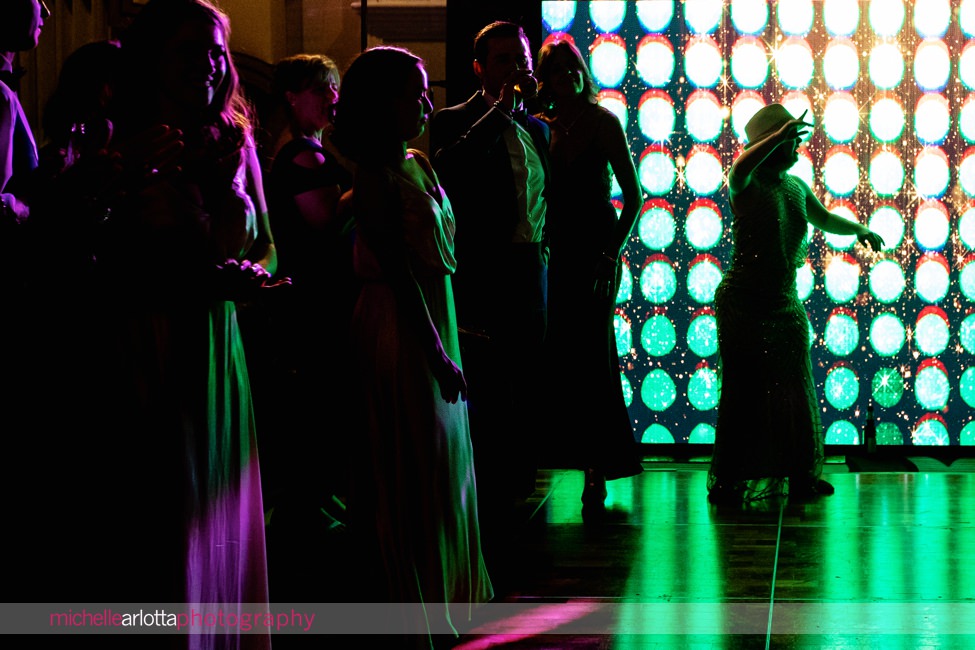 The Notary Hotel Pennsylvania wedding reception dancing in front of giant big screen tv