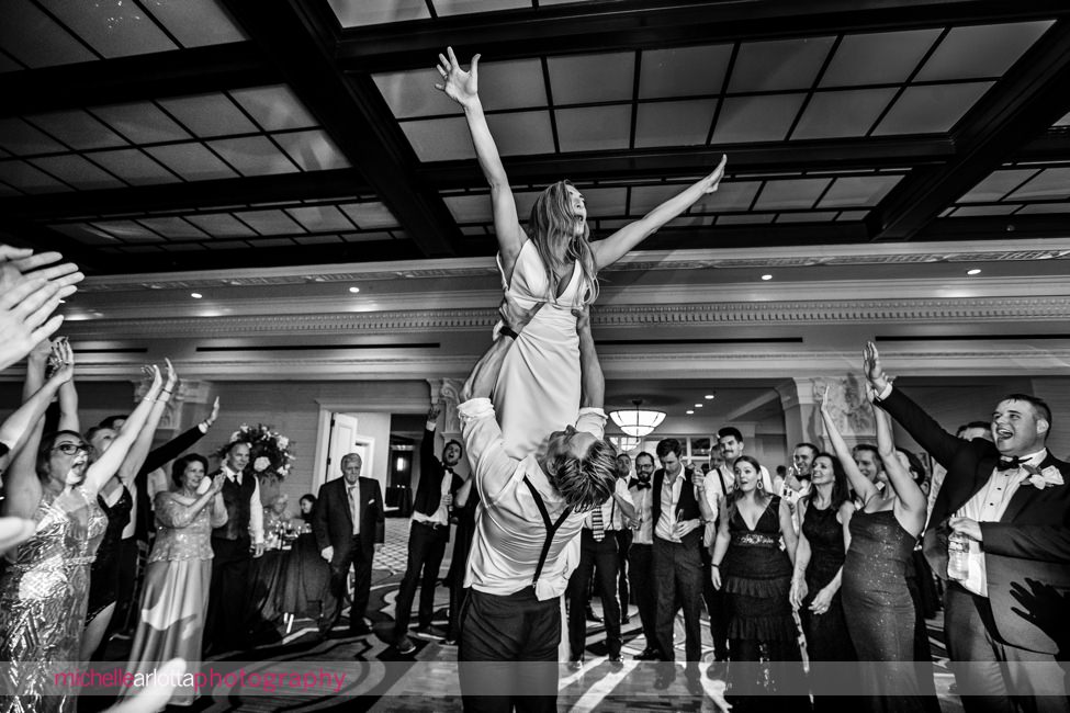 The Notary Hotel PA wedding reception bride doing dirty dancing lift