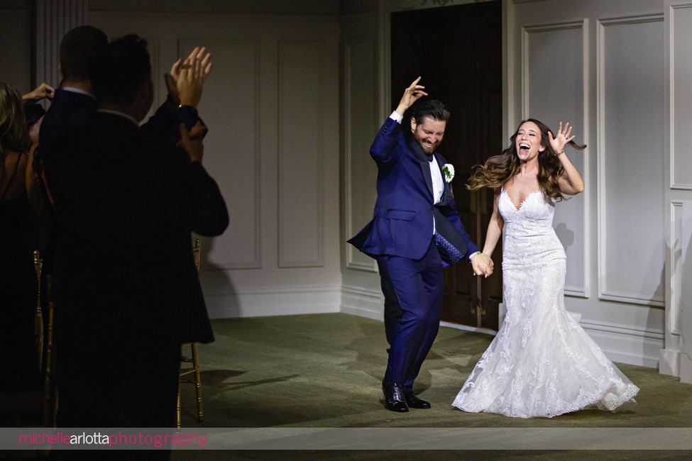 estate at Florentine Gardens nj wedding reception bride and groom enter ballroom