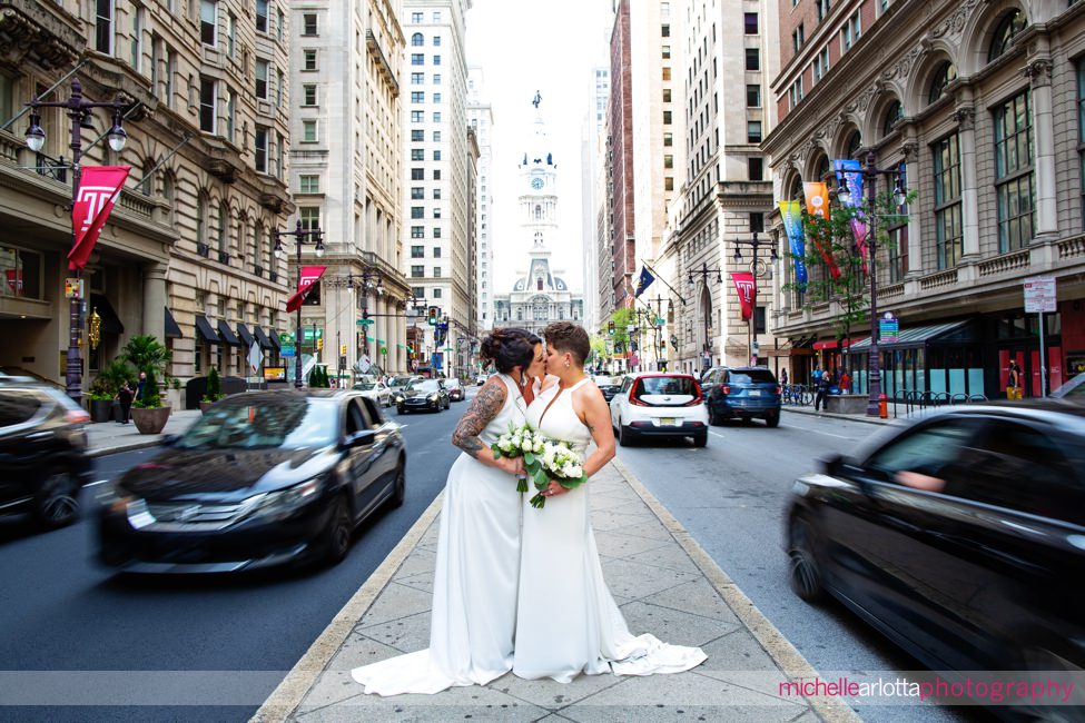 City Hall Philadelphia portrait of two brides