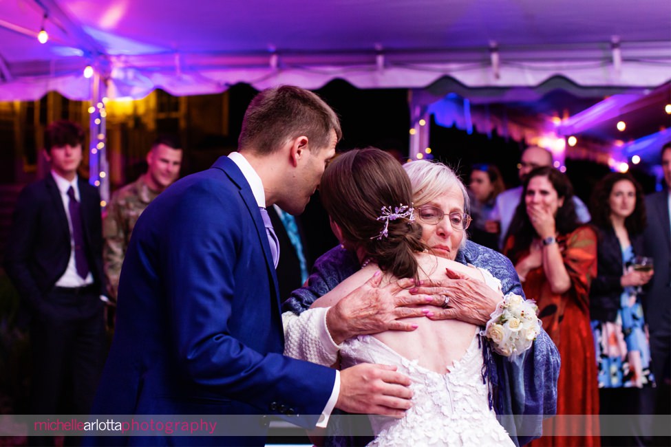 North Shore House wedding reception bride hugging grandmother