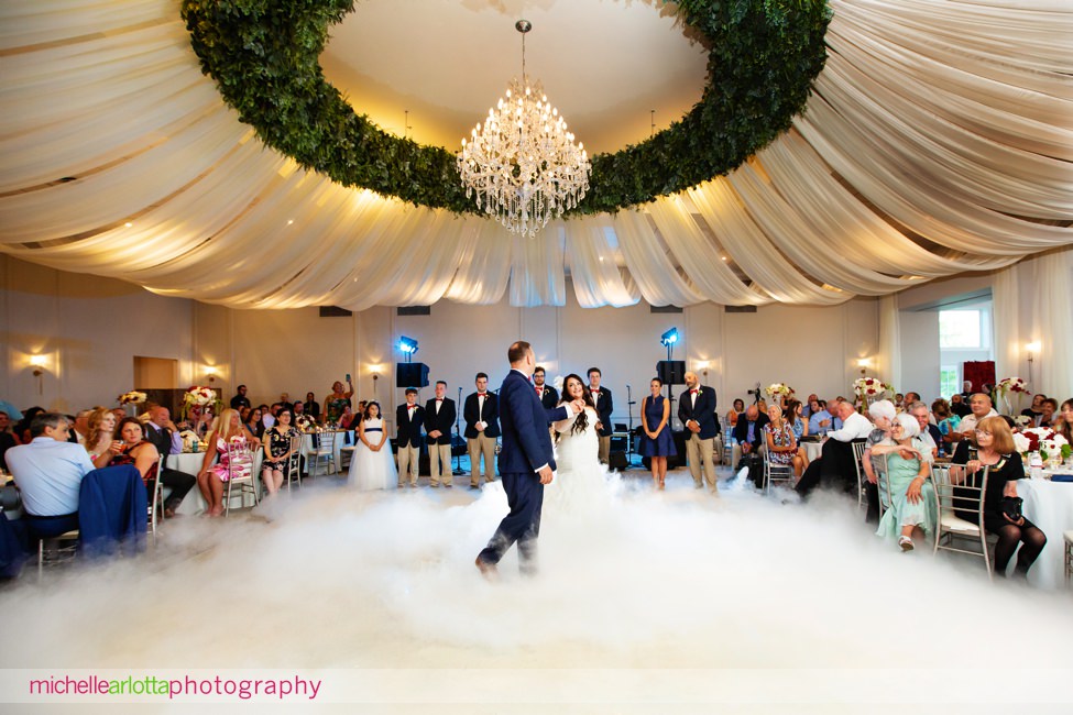 Renault Winery wedding first dance with fog champagne ballroom