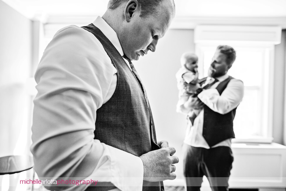 Park Avenue club New Jersey groom prep with baby