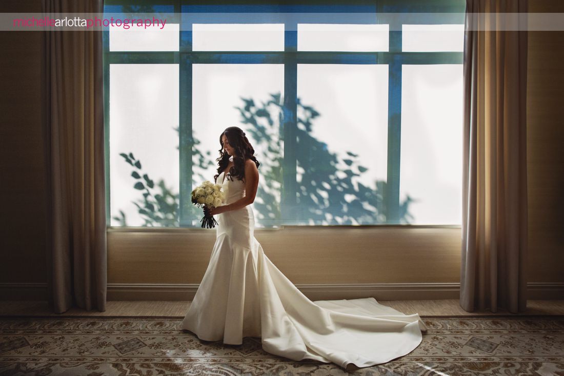 Edgewood Country Club wedding NJ bride portrait with shadow of a tree