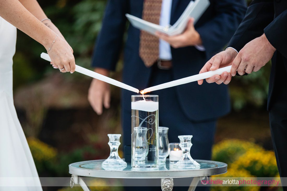 NJ outdoor wedding ceremony unity candle