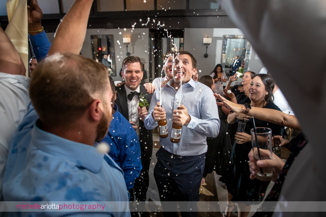 gallery at liberty prime jersey city nj wedding reception beer spraying