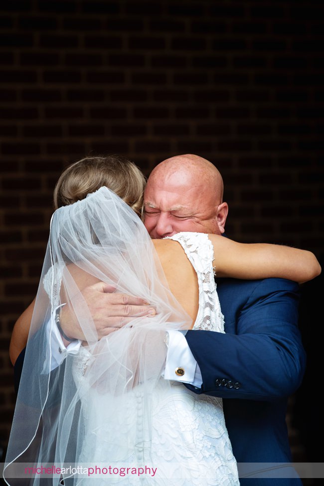 The Madison Riverside NJ wedding first look with dad