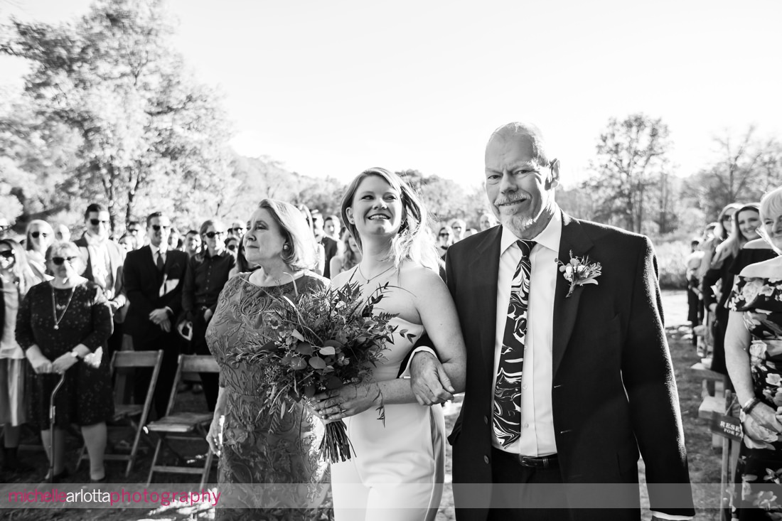 Blooming Hill Farm Wedding Hudson Valley NY outdoor wedding ceremony bride walking down the aisle