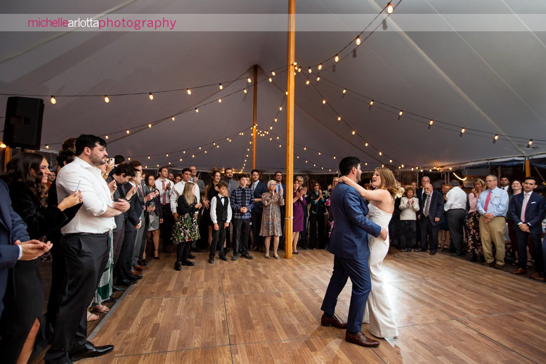 Blooming Hill Farm Wedding Hudson Valley NY wedding reception bride and groom first dance