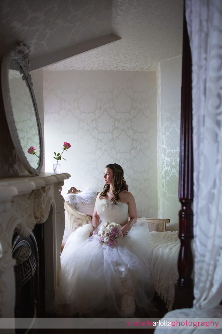 The Gables Inn LBI bridal portrait invera wang wedding dress