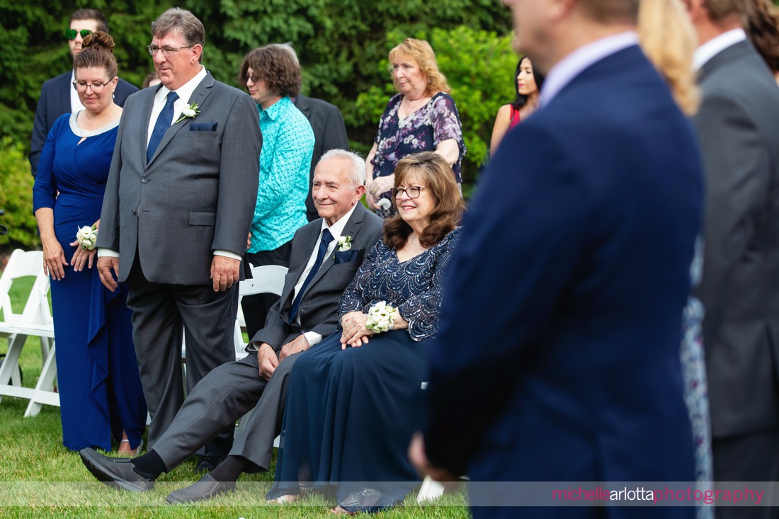Outdoor wedding ceremony at The Farmhouse NJ summer wedding guests