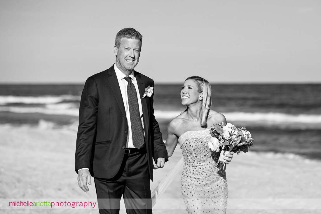 LBI wedding bride and groom on center street beach in NJ