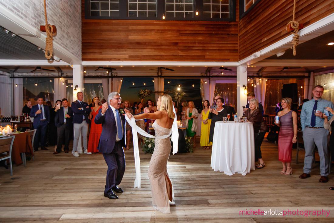 Parker's Garage LBI NJ wedding reception bride dances with father