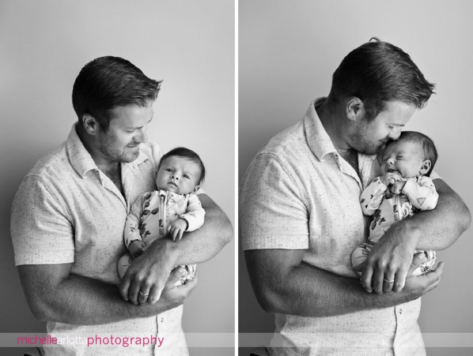 New Jersey newborn family photos dad with baby