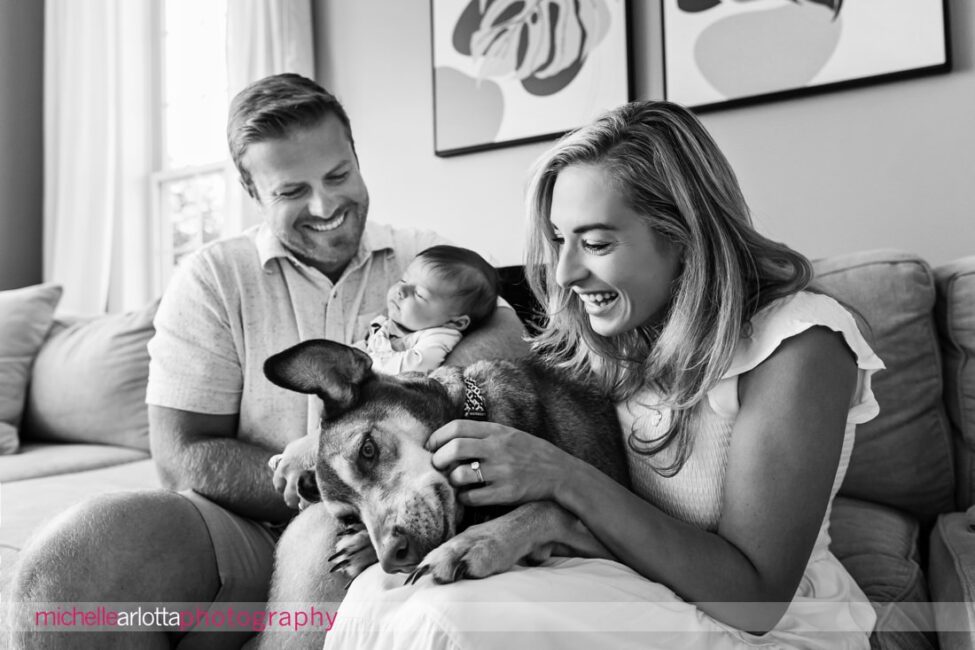 bucks county, PA newborn family photos with dog