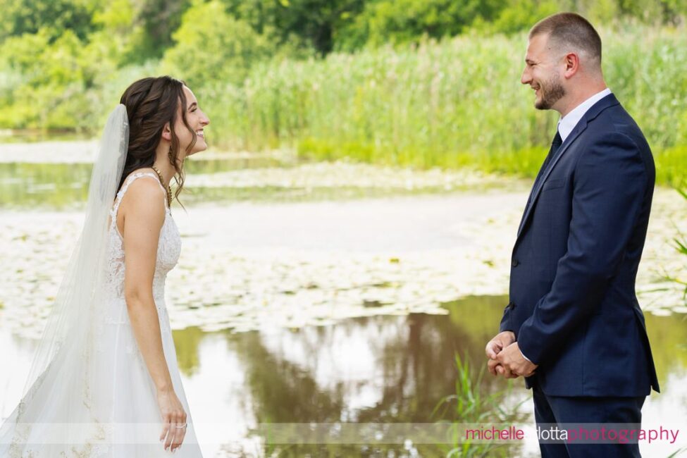 South Jersey Backyard wedding first look