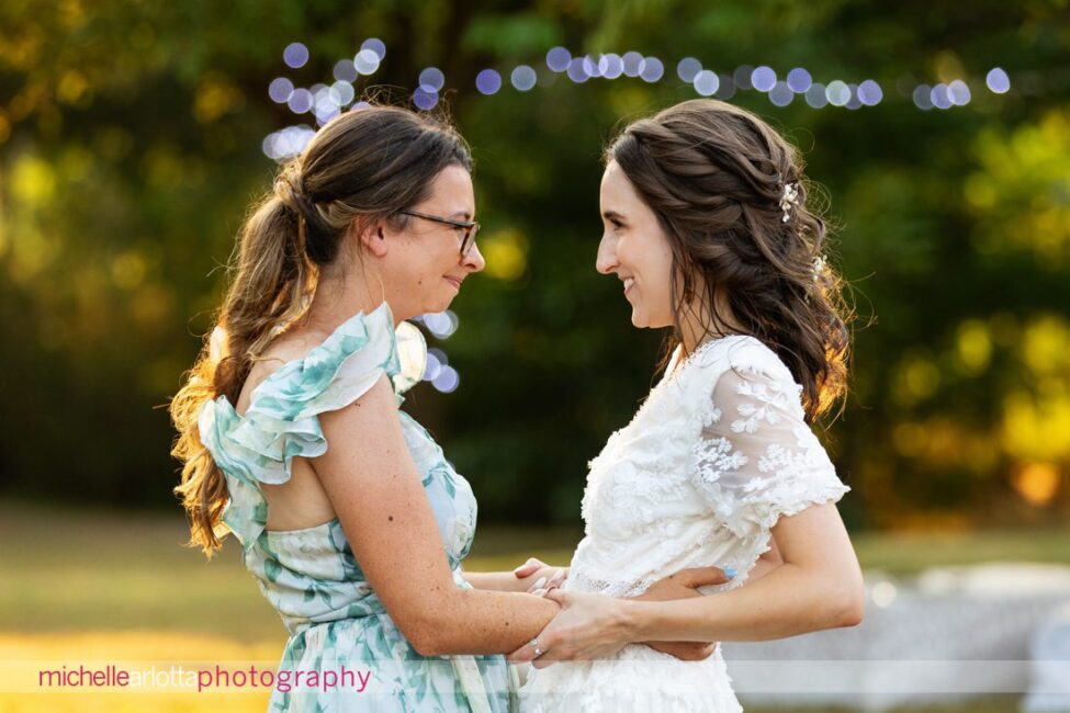 South Jersey Hammonton Summer Backyard wedding bride and best friend