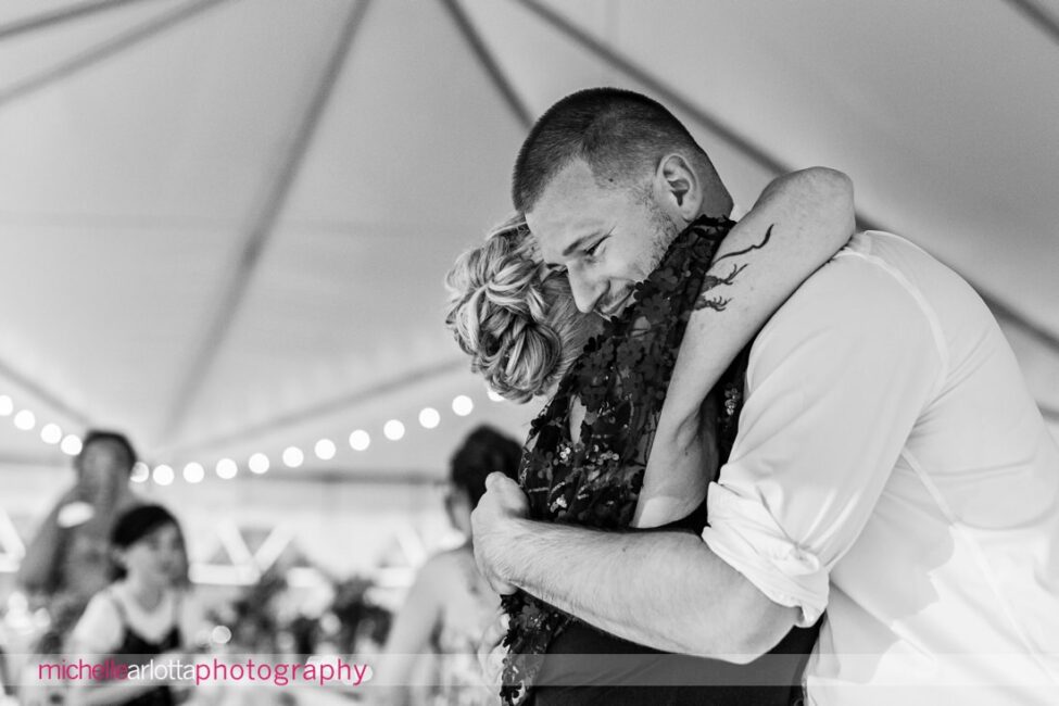 South Jersey Hammonton Summer Backyard wedding reception dancing groom dancing with his mom