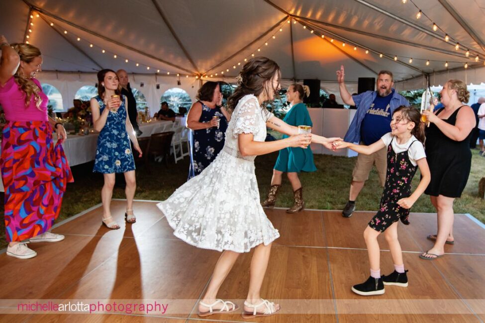 South Jersey Hammonton Summer Backyard wedding reception dancing under the tent