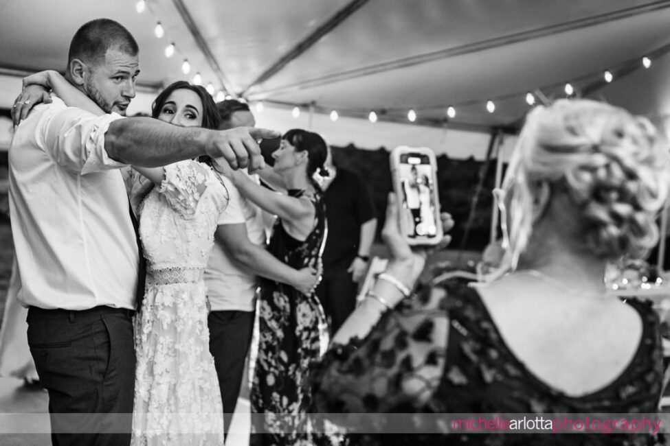 South Jersey Hammonton Summer Backyard wedding reception dancing under the tent