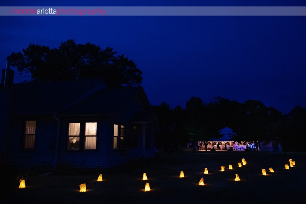 South Jersey Hammonton Summer Backyard wedding reception dancing under the tent night shot