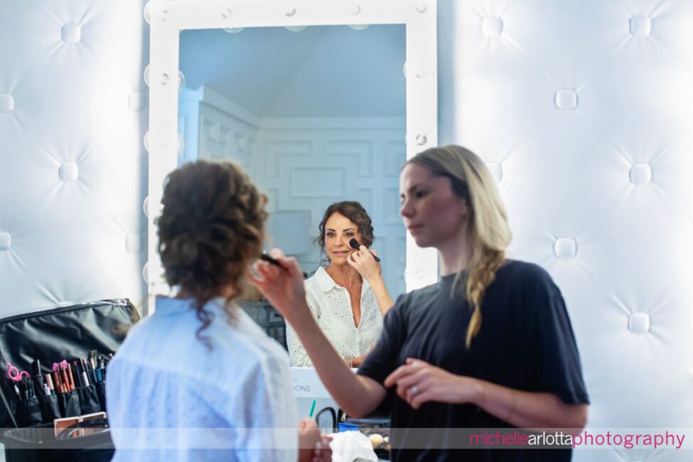 Landmark Venue Hotel Du Village New Hope PA bridal prep mother of the bride having makeup applied