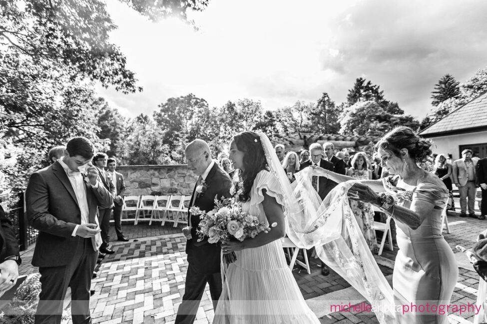 Hotel Du Village New Hope outdoor wedding ceremony bride meets dad at altar