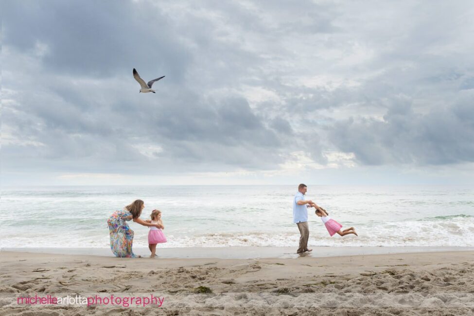 beach haven lbi nj family portrait session mom dad and two little girls 