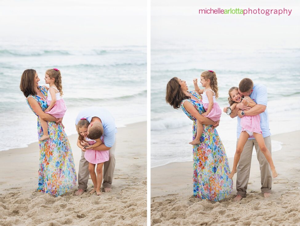 beach haven lbi nj family portrait session mom dad and two little girls 