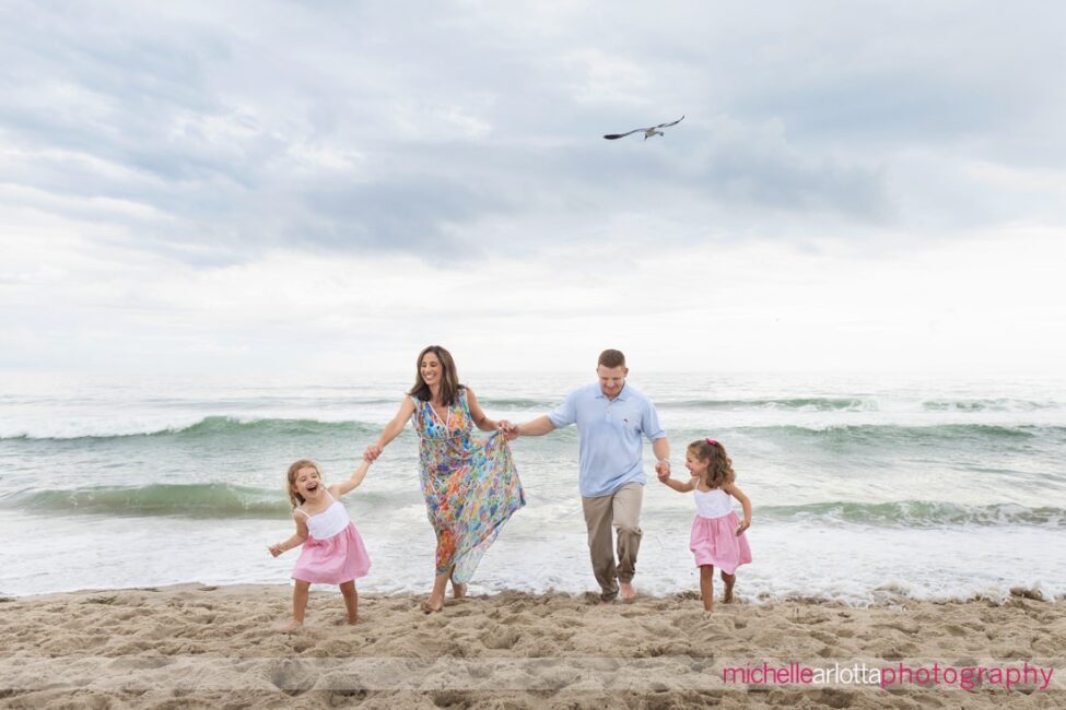 beach haven lbi nj family portrait session mom dad and two little girls 