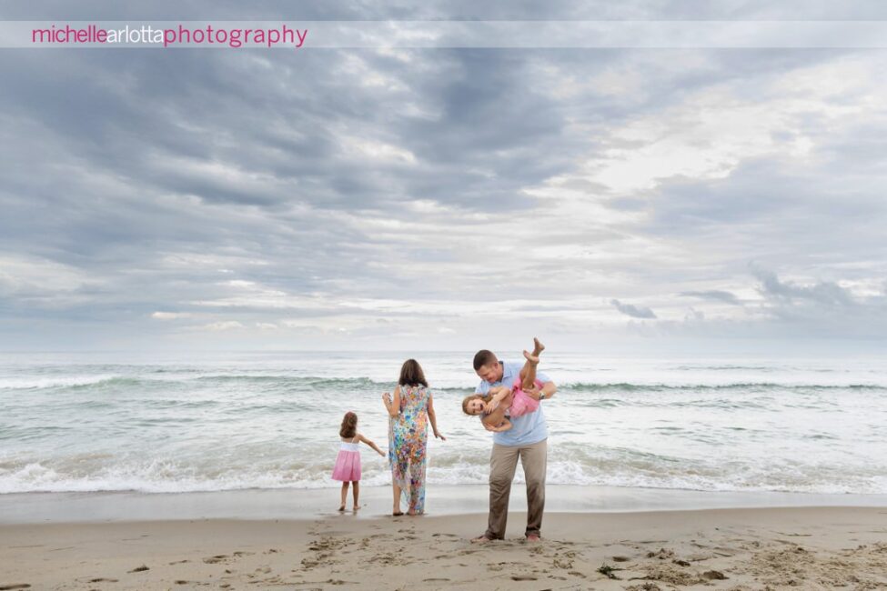 beach haven lbi nj family portrait session mom dad and two little girls 