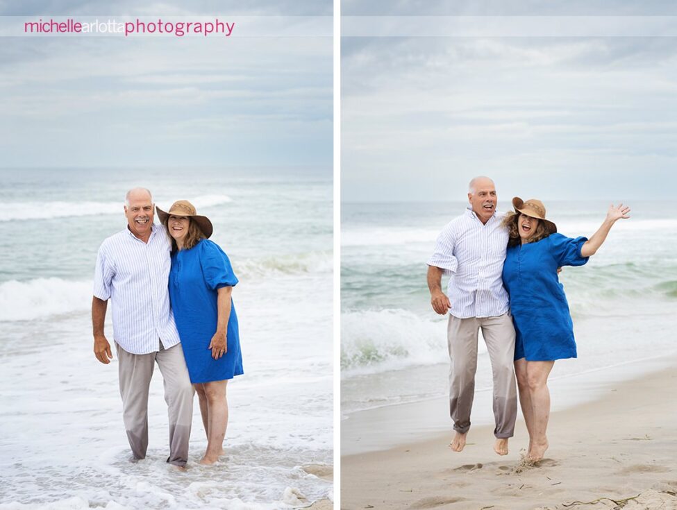 beach haven lbi nj family portrait session grandparents by the water jumping in the air