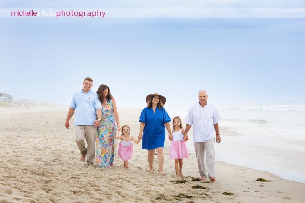 beach haven lbi nj family portrait session mom, dad, grandparents and two little girls