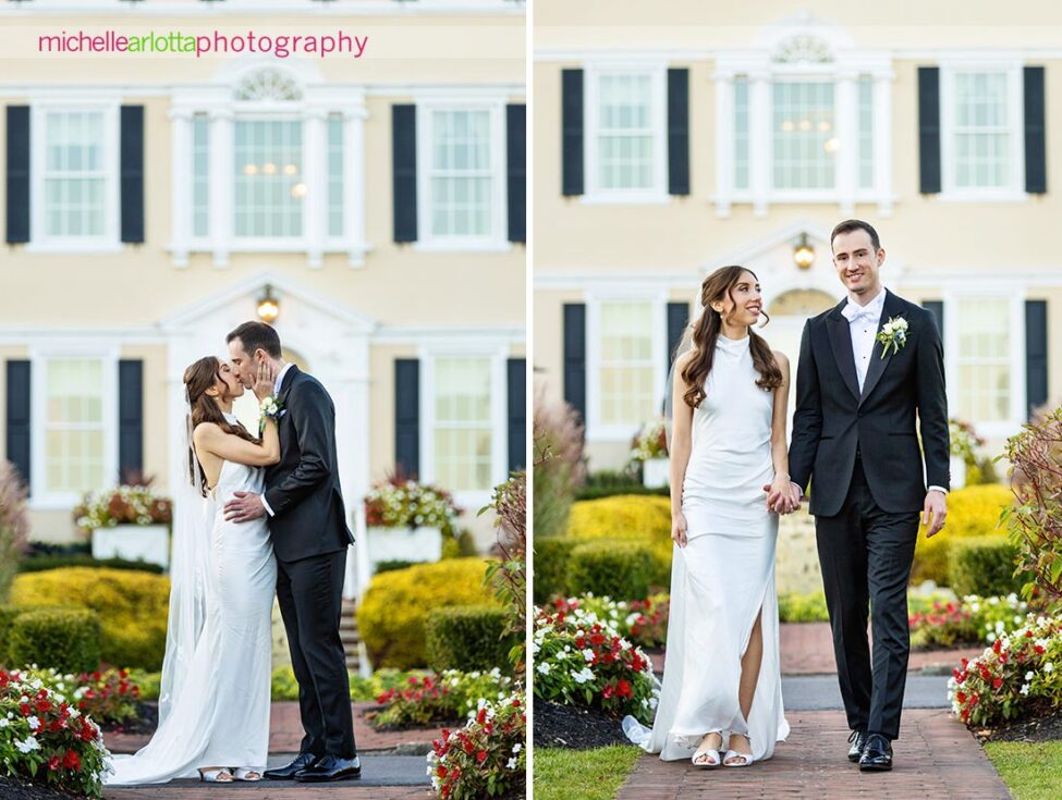 Pen Ryn Estate PA wedding bride and groom in front of estate