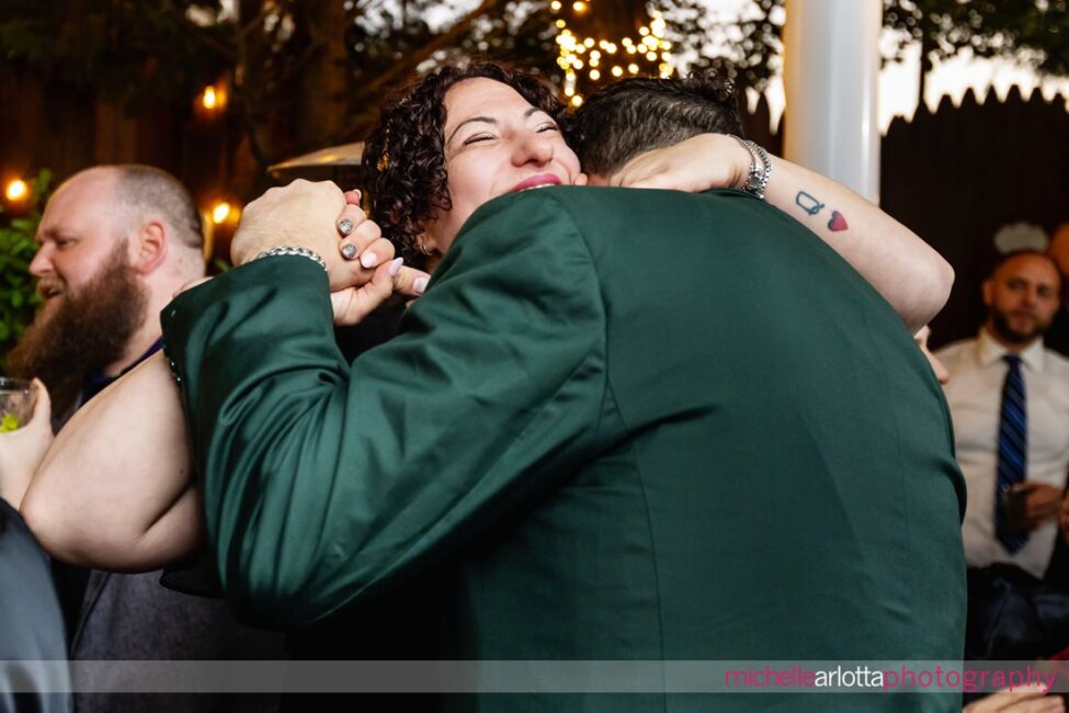 outdoor wedding reception dancing at late fall Gables LBI NJ wedding