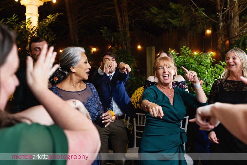 outdoor wedding reception dancing at late fall Gables LBI NJ wedding