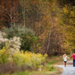 fall engagement sesssion in hunterdon county nj among goldenrod