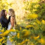 same sex fall new jersey mini engagement session in fields of goldenrod