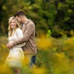 new jersey couple engagement session among the fall goldenrod