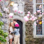 morristown new jersey engagement session with spring blossoms