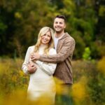 hunterdon county nj fall engagement photography with goldenrod