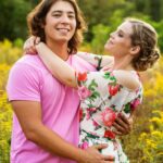 fall engagement sesssion in hunterdon county nj among goldenrod