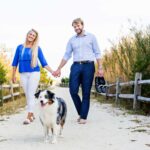 NJ beach engagement session with dog