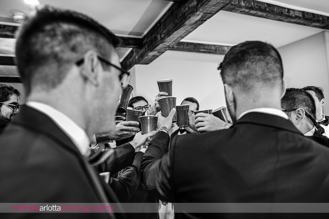 Susesex County New Jersey wedding groom prep toast